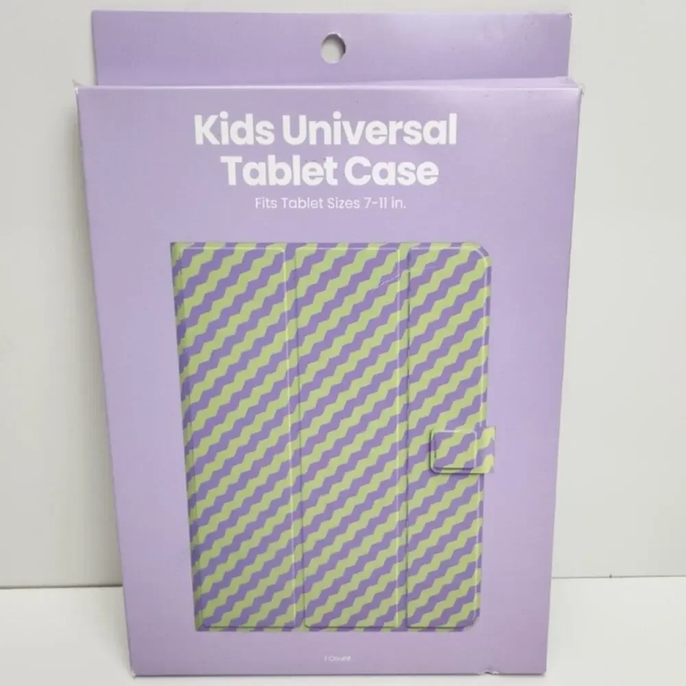 GEMS Kids Universal Purple & Green Swirls Tablet Case Adjustable View Fits 7-11